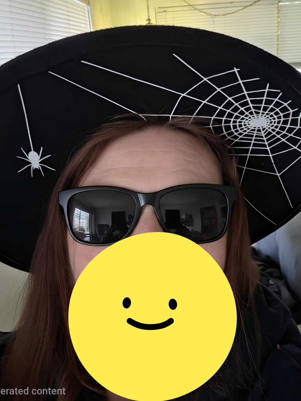 Vegan Black Spiderweb Felt Wide-Brim Witch Hat with Web Accent